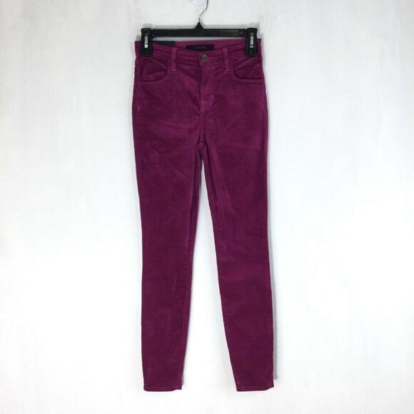 J Brand Alana Victoria Pink Velvet Velour Skinny Jeans Pants Womens Size 24 NWT - Picture 1 of 9